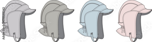 A Collection of Stylish Caps in Various Shades of Grey and Pastel Tones