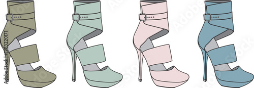 Elegant Ankle Strap Heels in Pastel Colors Fashionable Women's Footwear
