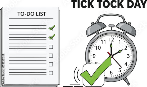 Alarm clock and to-do list for tick tock day