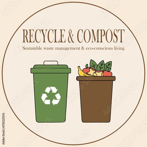Eco-friendly recycle and compost design promoting sustainable living, zero-waste lifestyle, and conscious environmental habits.