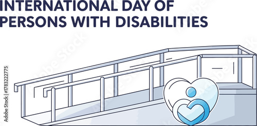 Ramp with heart and person symbol for the International Day of persons with disabilities