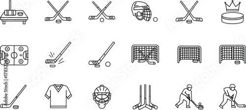 Set ofhockey tools illustration vector icon collection drawing design