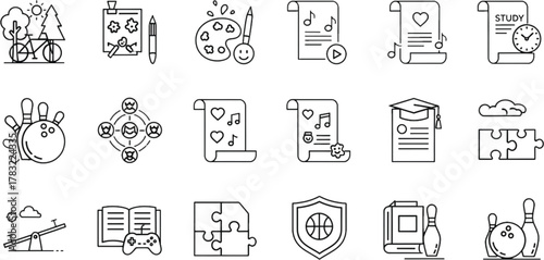 Hand drawn vector icons set for business, web, communication, and technology illustration design