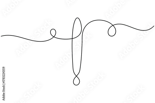 Caution danger sign continuous one line drawing on white background minimalist warning and risk icon outline vector illustration