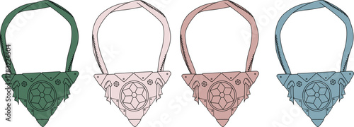 Collection of Geometric Amulet Designs in Earthy Tones