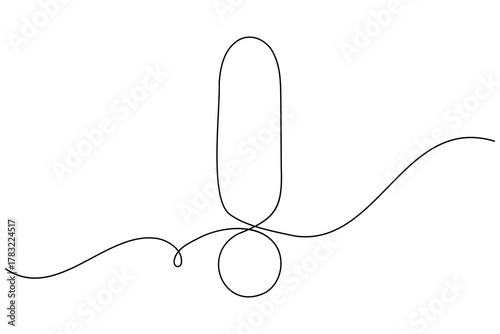 Caution danger sign continuous one line drawing on white background minimalist warning and risk icon outline vector illustration