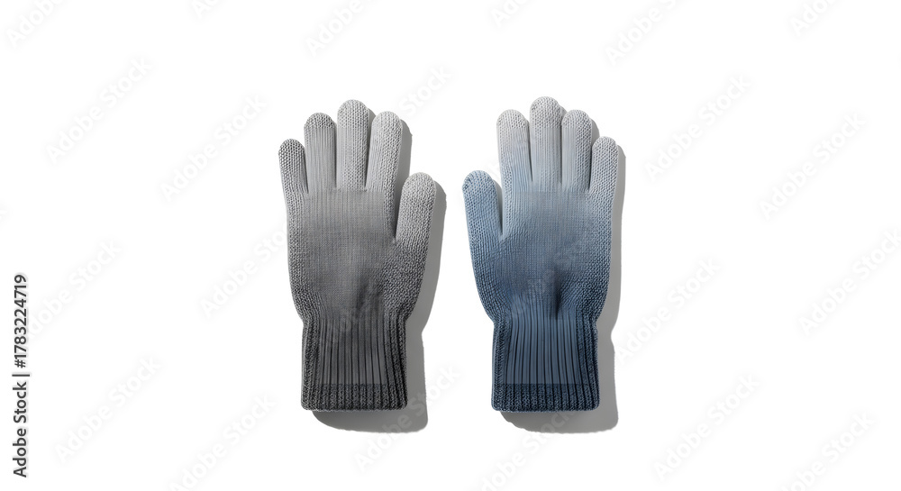 Obraz premium Soft Knitted Wool Gloves Isolated on White Background