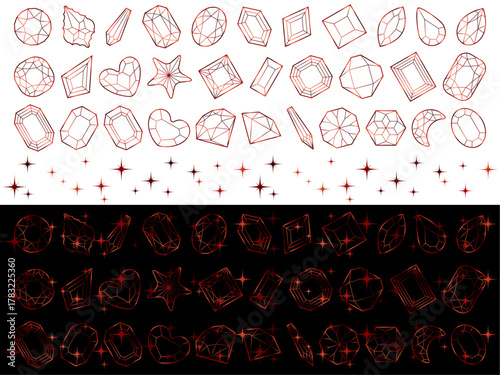 カットガラス、光、10赤