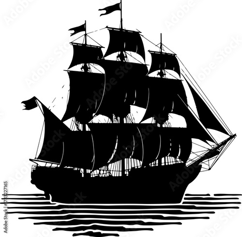 pirate ship isolated on white