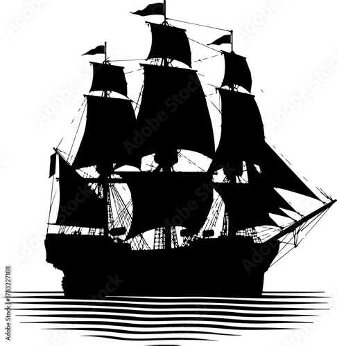 pirate ship isolated on white