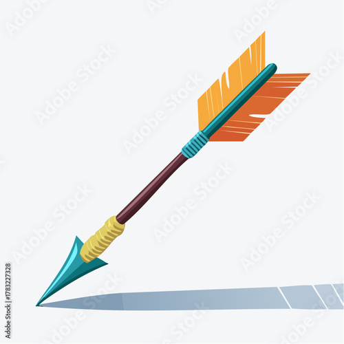 Arrow with fletching and arrowhead