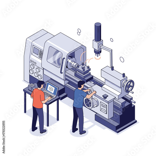 Automated manufacturing with precision machining and skilled operators working together.