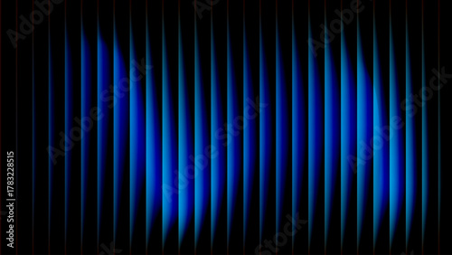 Ultrawide neon cobalt glass bars, tapering blue gradient stripes on black with soft glow — abstract tech banner background
