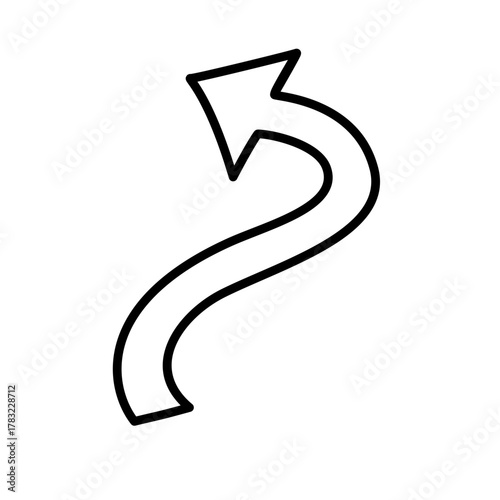 Hand-Drawn Curved Arrow Pointing Upward and to the Left