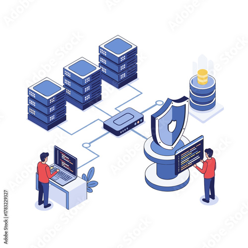 Secure network infrastructure with data protection and cybersecurity professionals.