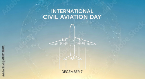 - International Civil Aviation Day neon sign, aviation awareness graphic, ICAO celebration illustration
- Neon typography for aviation day, glowing civil aviation tribute, global air travel awareness 