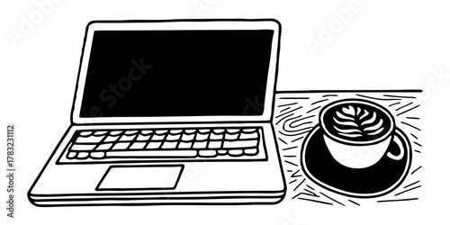 Freelance Digital Nomad Workspace — Laptop & Coffee Aesthetic