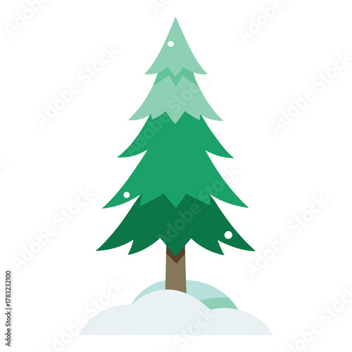 Elegant Balsam Fir Christmas Tree Vector in Minimal Flat Design