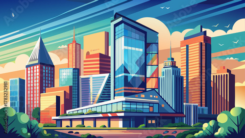 Very beautiful view of the modern architecture of One Dalton in Boston, Massachusetts, USA, featuring its sleek innovative design rising above the urban landscape, with clear skies and a realistic 