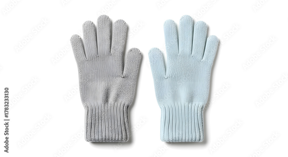 Obraz premium Soft Knitted Wool Gloves Isolated on White Background