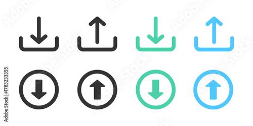 Download and upload web icon vector button set. 