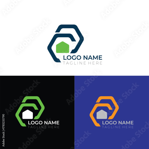 Modern Real Estate Hexagon Logo Design