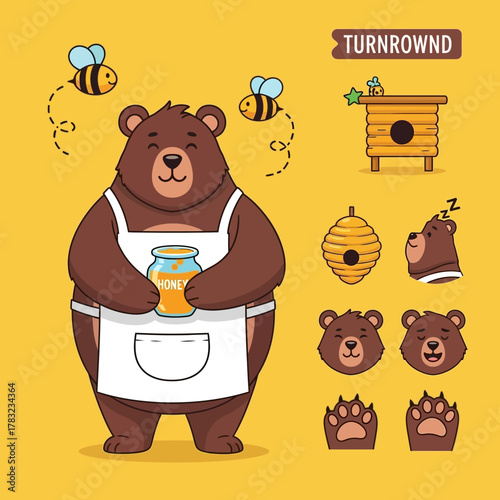 A collection of twelve cartoon illustrations depicting a male chef performing various cooking tasks and poses, such as stirring, chopping, flipping, and preparing food.