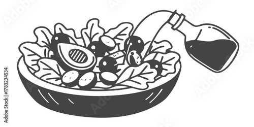 “Fresh green salad with avocado, tomatoes, and olive oil — healthy eating concept — background remove.”