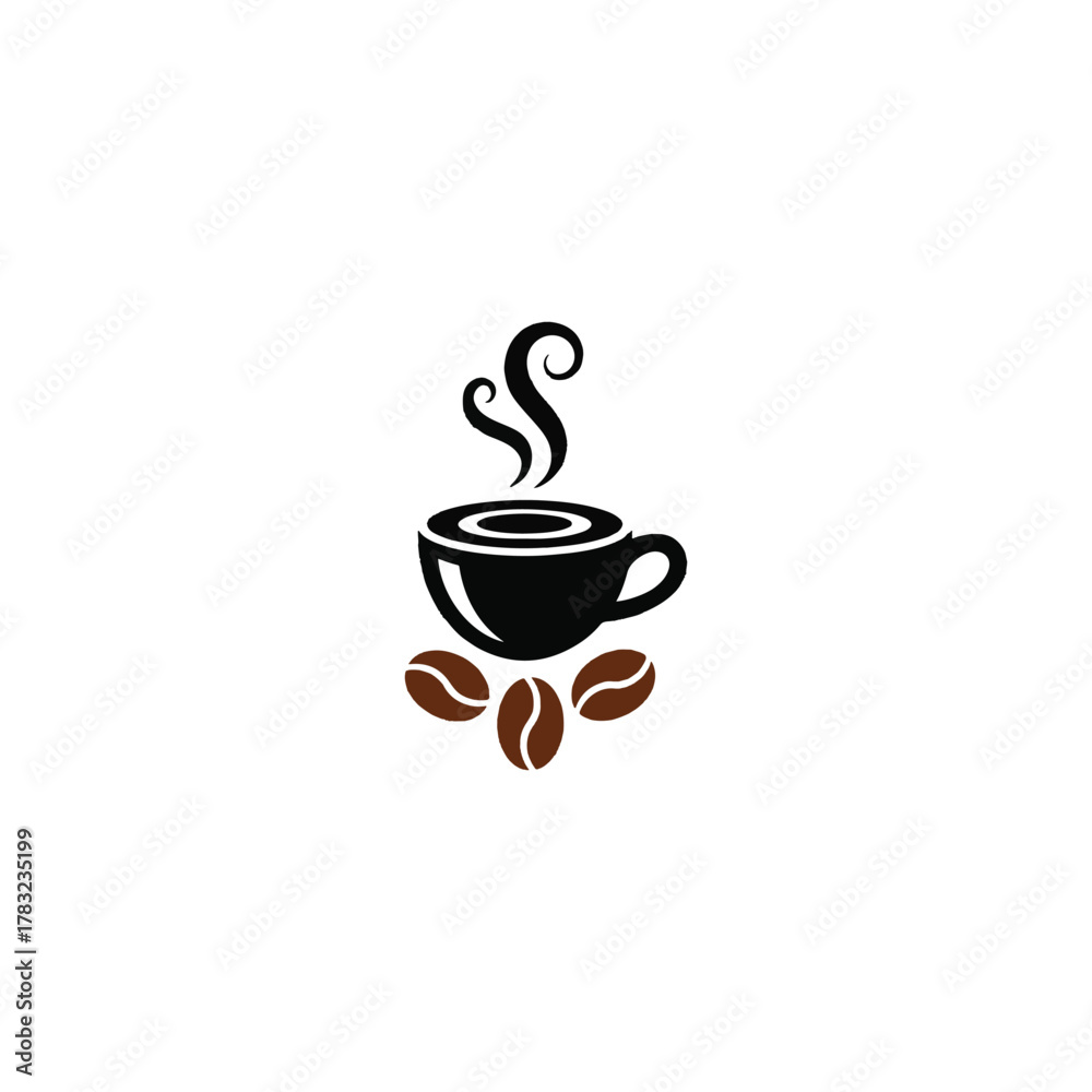 Obraz premium Coffee Cup Line Art Vector,Minimal Coffee Logo Design,Hot Coffee Cup with Steam Vector,Simple Coffee Cup Silhouette,Modern Cafe Logo Vector,Coffee Bean and Cup Illustration.