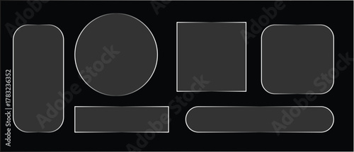 Liquid Glass Shape Set on Black Background — Modern UI Abstract Design Elements