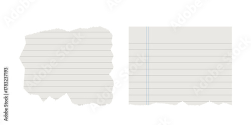 blank lined paper notebook paper with torn edges isolated on transparent background