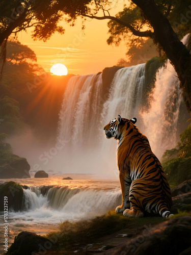 Tiger feeling sun rise