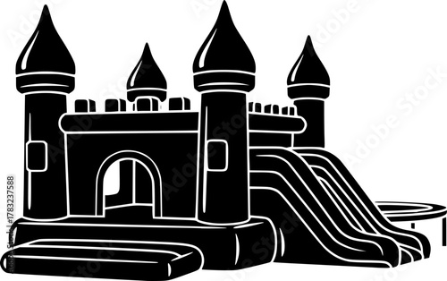 Inflatable castle isolated black set icon. Vector illustration trampoline on white background. 