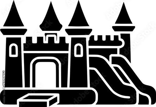 Inflatable castle isolated black set icon. Vector illustration trampoline on white background. 