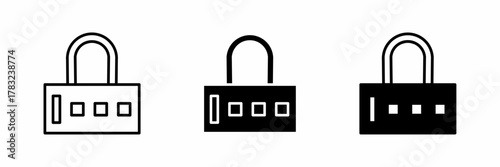 Vector illustration of a black padlock, scurity	