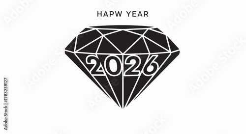 Sparkling diamond with the year 2026, representing a bright future and new beginnings.