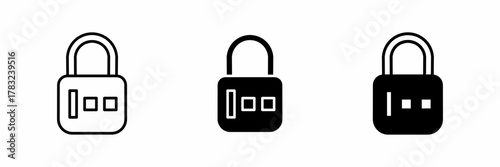 Vector illustration of a black padlock, scurity	