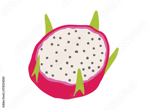 Tropical Dragon Fruit Slice Illustration
