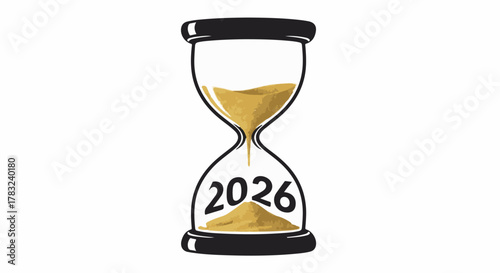 Hourglass with 2026 marking, symbolizing the passage of time and future planning.