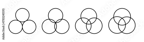 Schilderij op canvas Three intersecting circles set