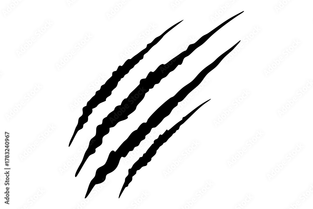 Obraz premium Animal claw marks silhouette vector, Claw scratches illustration. Tiger, bear, lion scratches sign