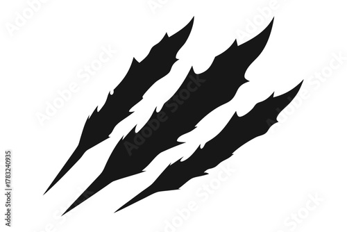 Animal claw marks silhouette vector, Claw scratches illustration. Tiger,  bear, lion scratches sign