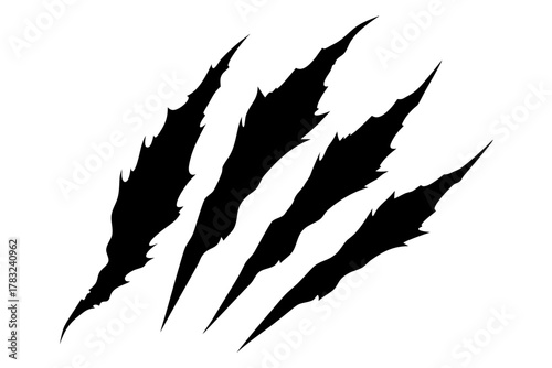Animal claw marks silhouette vector, Claw scratches illustration. Tiger,  bear, lion scratches sign