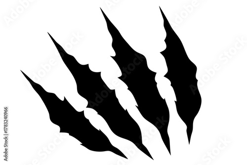 Animal claw marks silhouette vector, Claw scratches illustration. Tiger,  bear, lion scratches sign