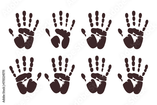 vector set of grunge handprint silhouettes in black