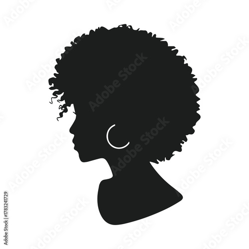 vector silhouette of woman with afro and hoop earring