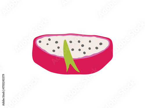 Slice Red Dragon Fruit Illustration
