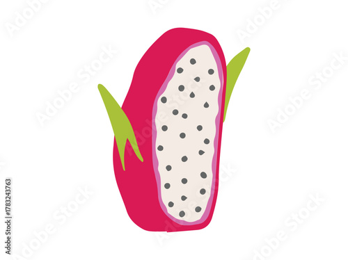 Slice Red Dragon Fruit Illustration