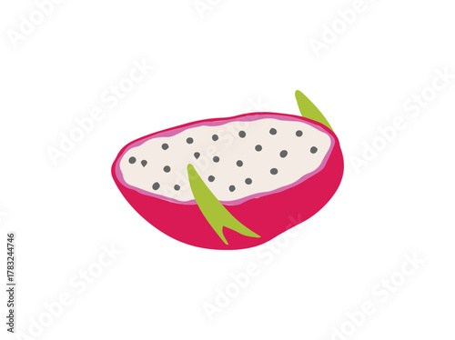 Slice Red White Dragon Fruit