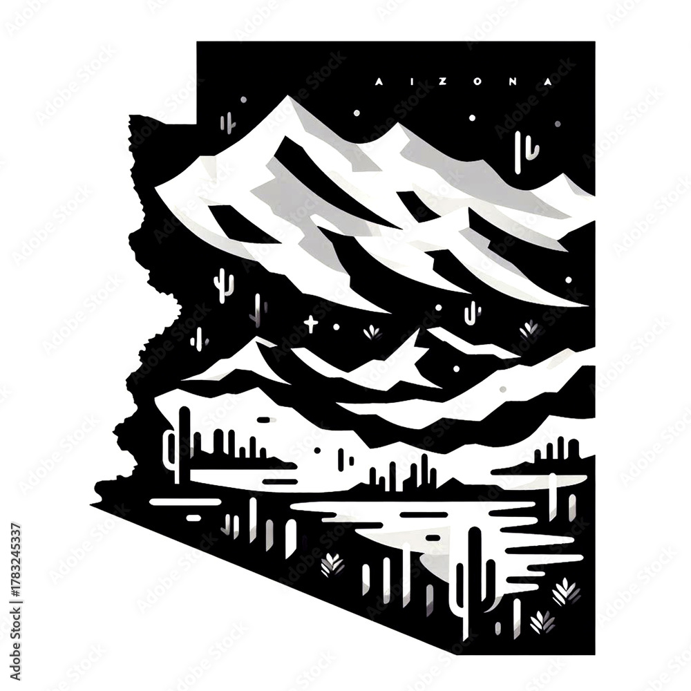 Fototapeta premium arizona map, vector, image, illustration